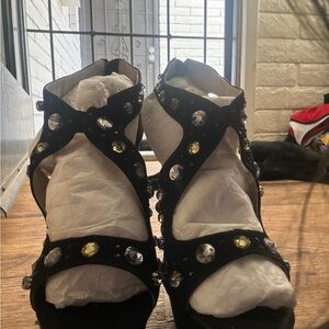 Colin Stuart Black and Silver Heels